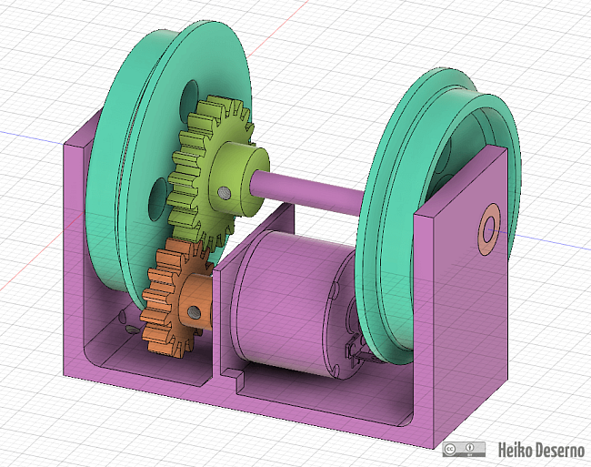 3D-​Modell des Antriebs für eine Achse.