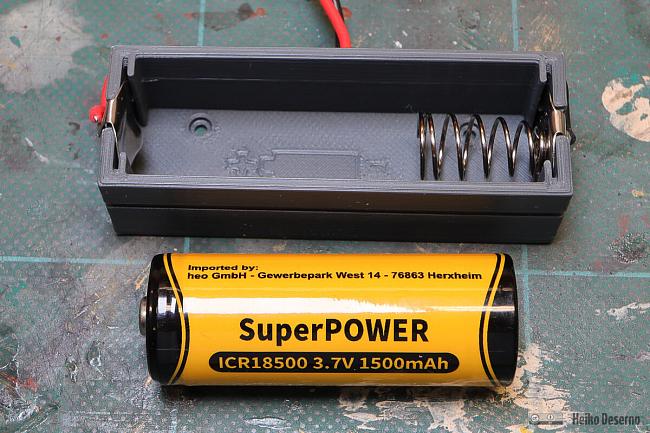 Batteriebox für 18500-Akku.