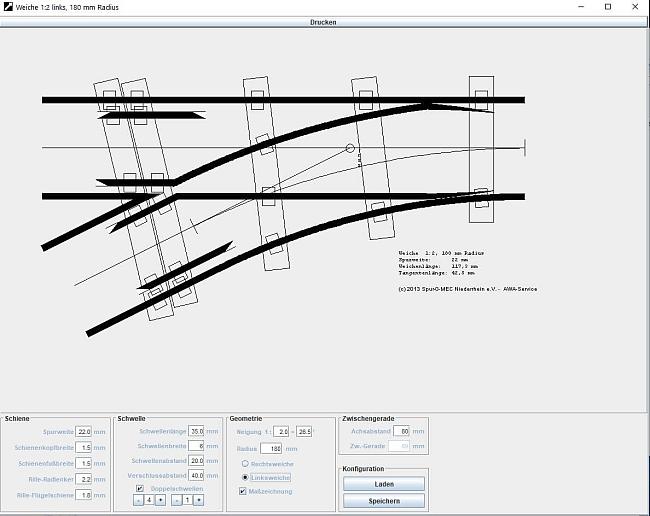 Screenshot der Einstellungen der Awa-Software.