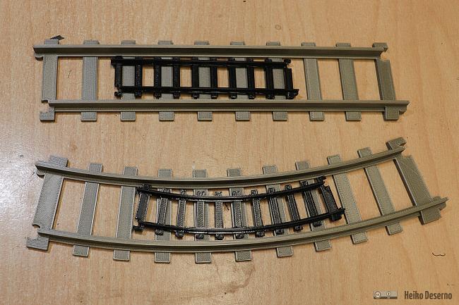 OS-Railway Gleise mit den auf H0 verkleinerten Miniaturen.